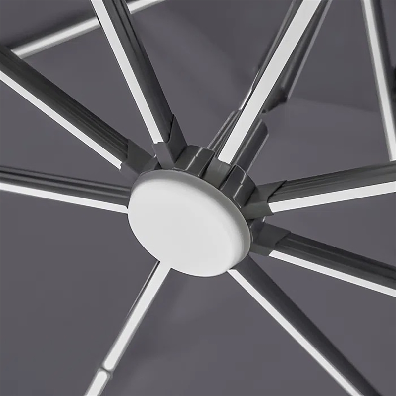Furniture of America Pallend Aluminum LED 10' Double Top Round Umbrella in Gray