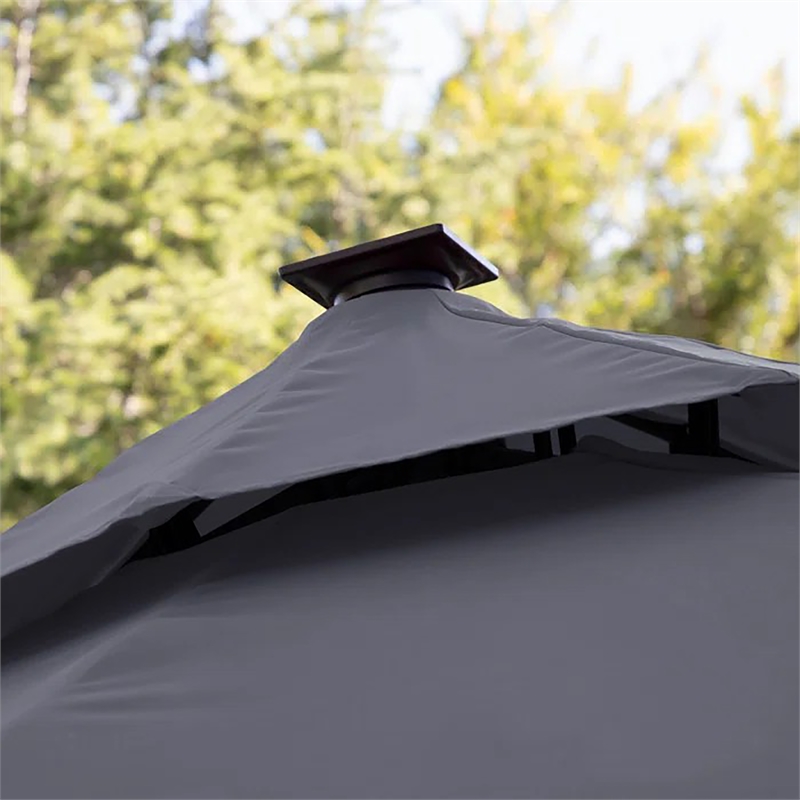 Furniture of America Pallend Aluminum LED 10' Double Top Round Umbrella in Gray