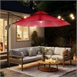 Furniture of America Pallend Aluminum LED 10' Double Top Round Umbrella in Red
