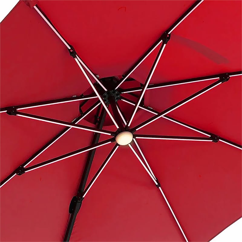 Furniture of America Pallend Aluminum LED 10' Double Top Round Umbrella in Red