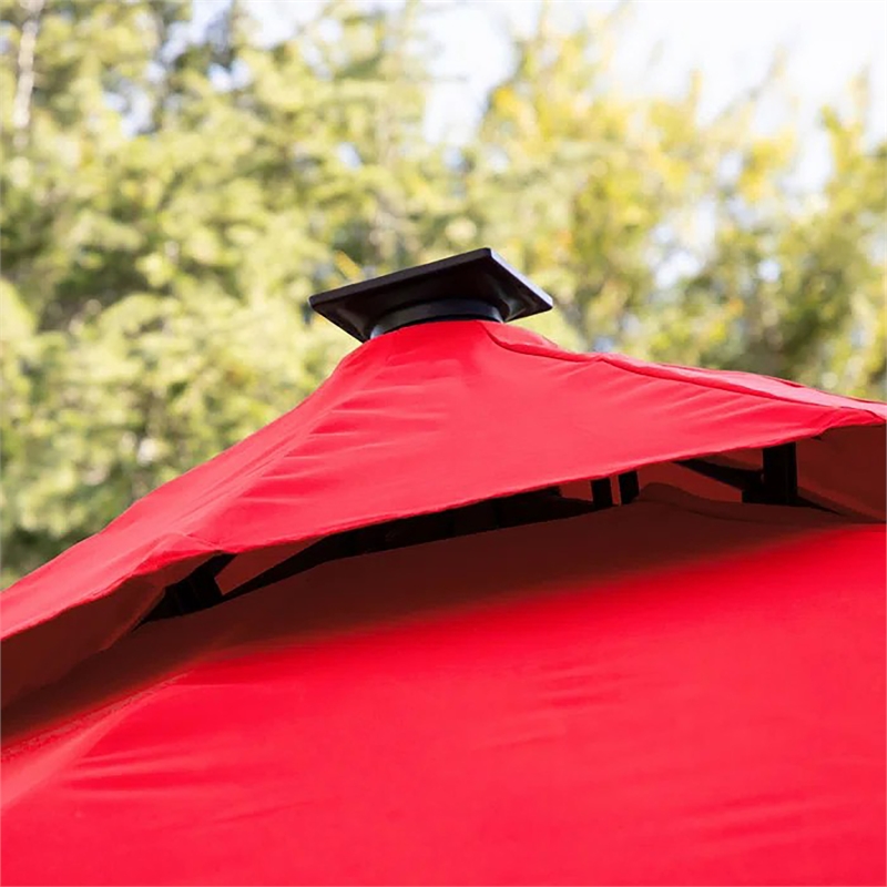 Furniture of America Pallend Aluminum LED 10' Double Top Round Umbrella in Red