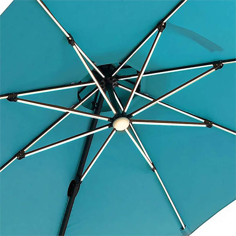 Furniture of America Pallend Aluminum LED 10' Double Top Round Umbrella in Teal