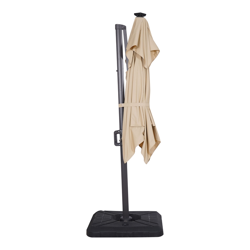 Furniture of America Ballenda Aluminum LED 8' Beige Double Top Square Umbrella
