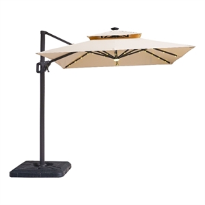 Furniture of America Ballenda Aluminum LED 8' Beige Double Top Square Umbrella