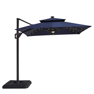 Furniture of America Ballenda Aluminum LED 8' Blue Double Top Square Umbrella