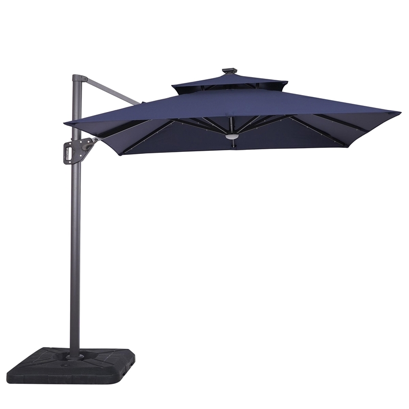 Furniture of America Ballenda Aluminum LED 8' Blue Double Top Square Umbrella