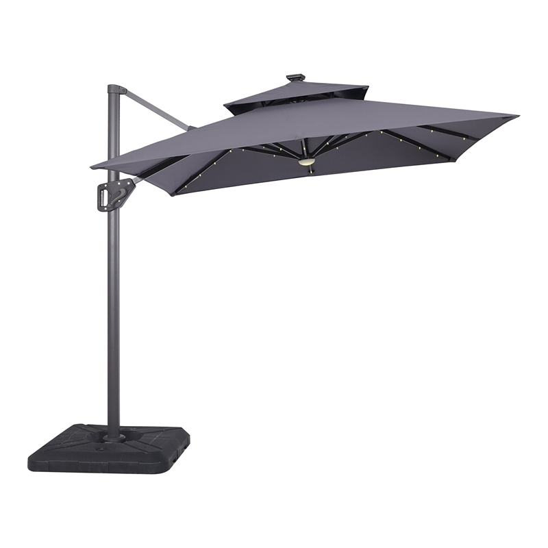 Furniture of America Ballenda Aluminum LED 8' Gray Double Top Square Umbrella
