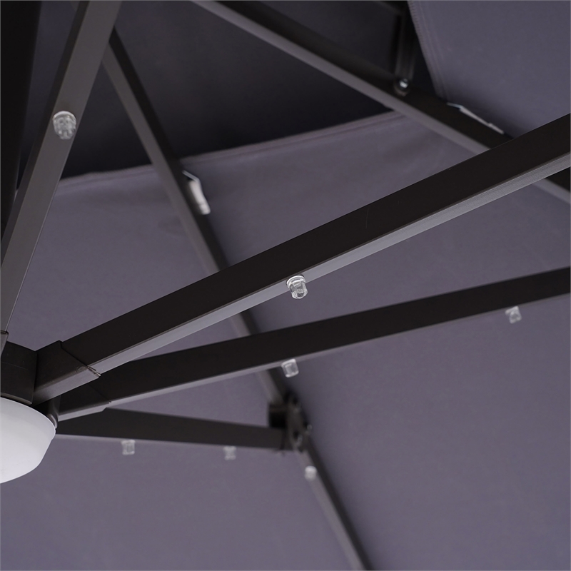 Furniture of America Ballenda Aluminum LED 8' Gray Double Top Square Umbrella