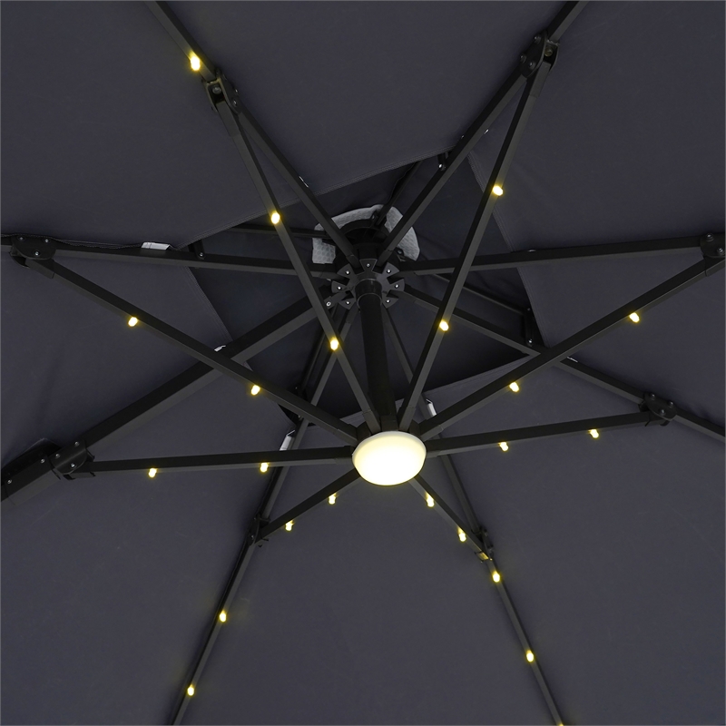 Furniture of America Ballenda Aluminum LED 8' Gray Double Top Square Umbrella