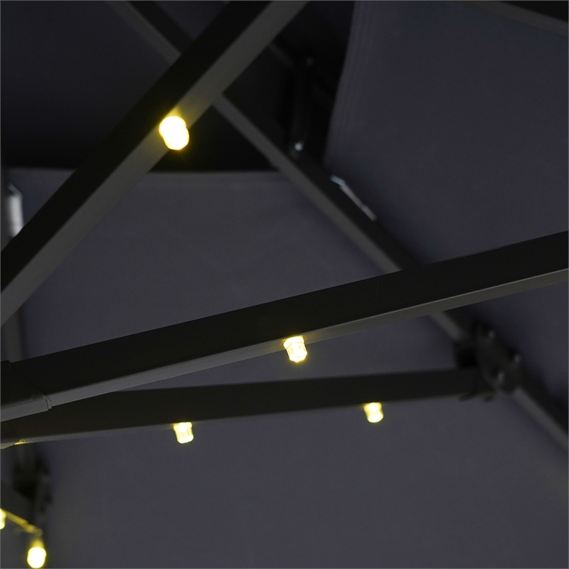 Furniture of America Ballenda Aluminum LED 8' Gray Double Top Square Umbrella