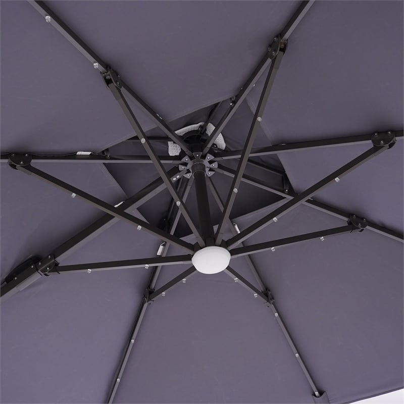 Furniture of America Ballenda Aluminum LED 8' Gray Double Top Square Umbrella