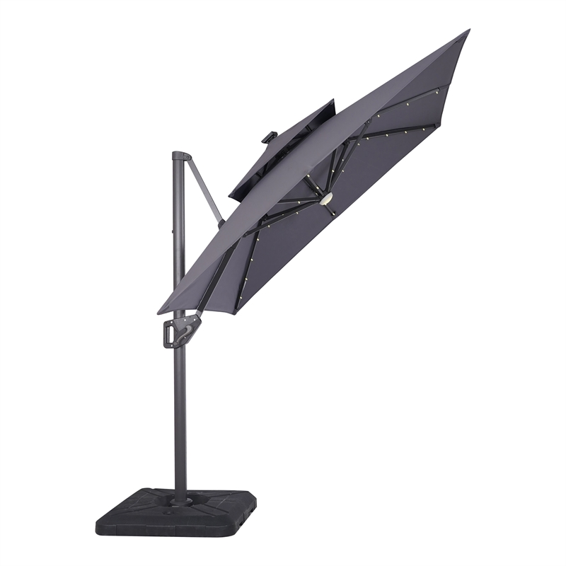 Furniture of America Ballenda Aluminum LED 8' Gray Double Top Square Umbrella