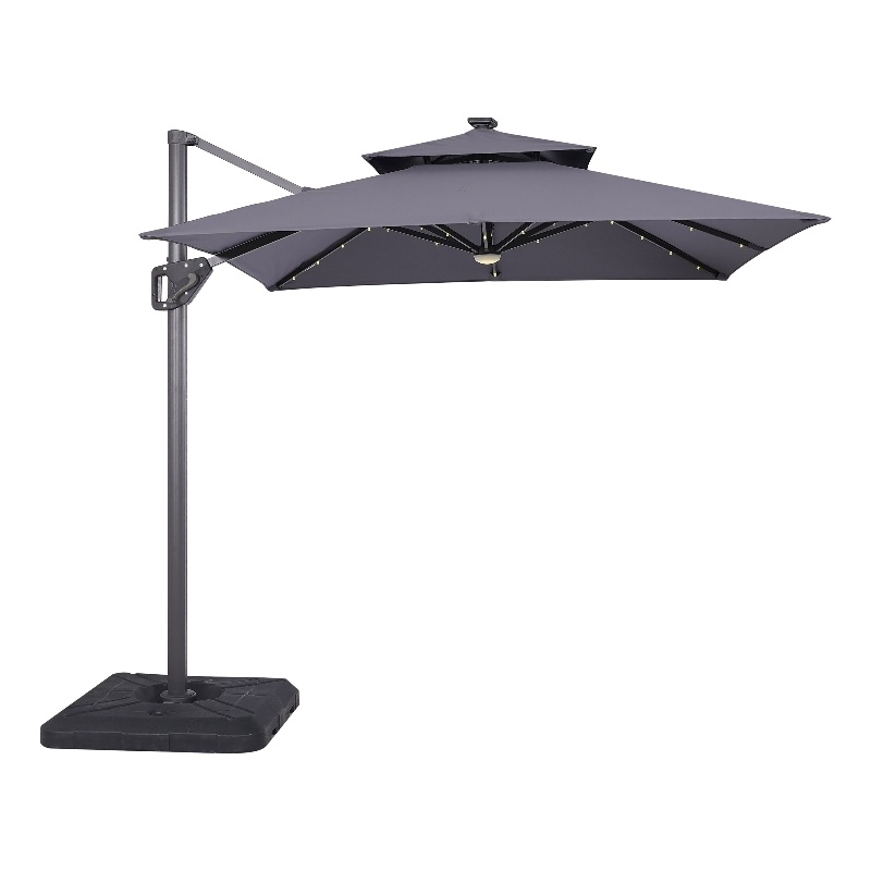 Furniture of America Ballenda Aluminum LED 8' Gray Double Top Square Umbrella
