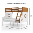 Furniture of America Dranden Solid Wood Twin over Full Bunk Bed in Oak