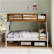 Furniture of America Dranden Solid Wood Twin over Full Bunk Bed in Oak