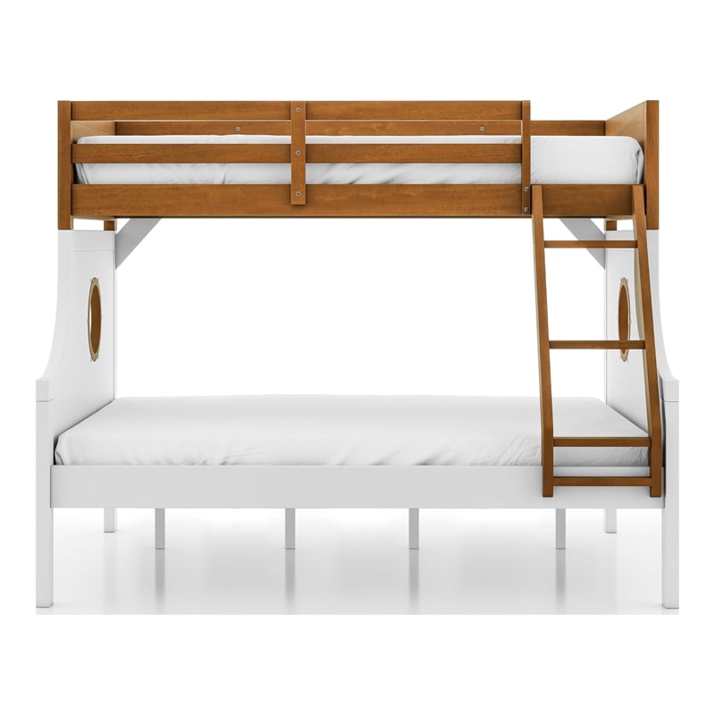Furniture of America Dranden Solid Wood Twin over Full Bunk Bed in Oak