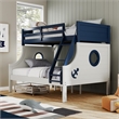 Furniture of America Dranden Solid Wood Twin over Full Bunk Bed in Blue