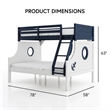 Furniture of America Dranden Solid Wood Twin over Full Bunk Bed in Blue