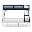 Furniture of America Dranden Solid Wood Twin over Full Bunk Bed in Blue