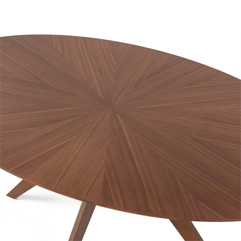 Furniture of America Demase Wood Oval Dining Table in Walnut