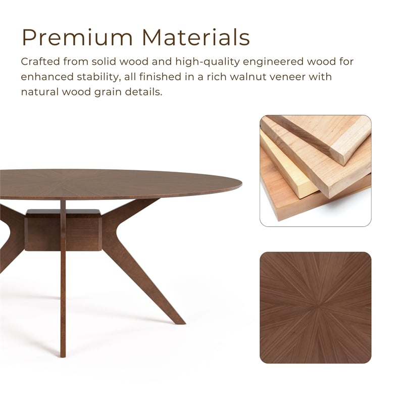 Furniture of America Demase Wood Oval Dining Table in Walnut