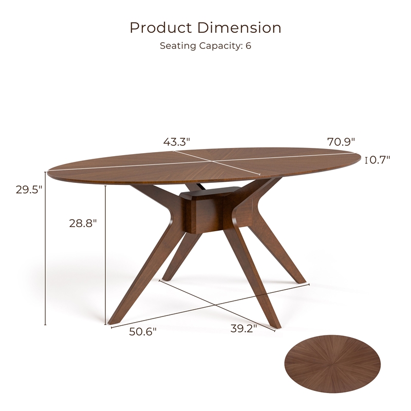Furniture of America Demase Wood Oval Dining Table in Walnut