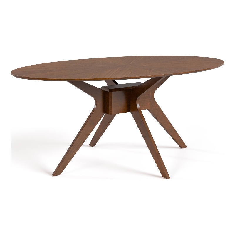 Furniture of America Demase Wood Oval Dining Table in Walnut