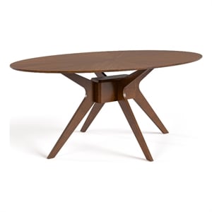 Furniture of America Demase Wood Oval Dining Table in Walnut