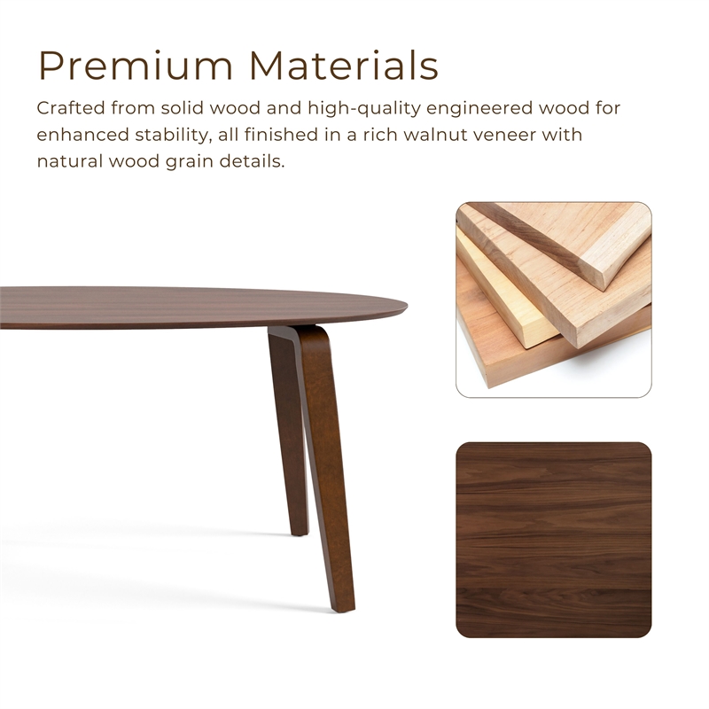 Furniture of America Relina Wood Oval Dining Table in Walnut