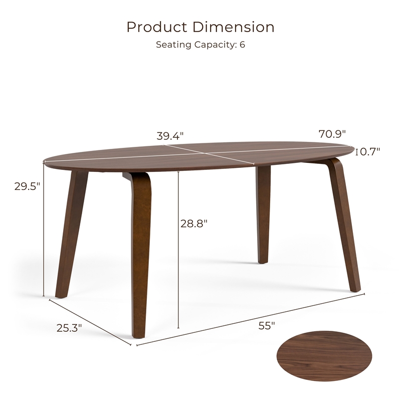 Furniture of America Relina Wood Oval Dining Table in Walnut