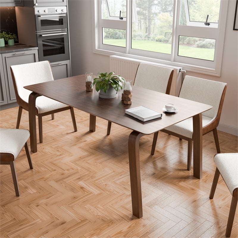 Furniture of America Senoil Wood Rectangular Dining Table in Walnut