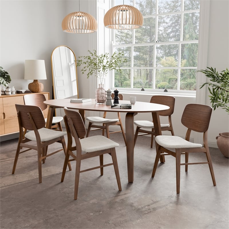 Furniture of America Relina Wood 7-Piece Dining Set in Walnut