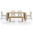 Furniture of America Hallond Solid Wood 6-Piece Dining Set with Bench in Oak