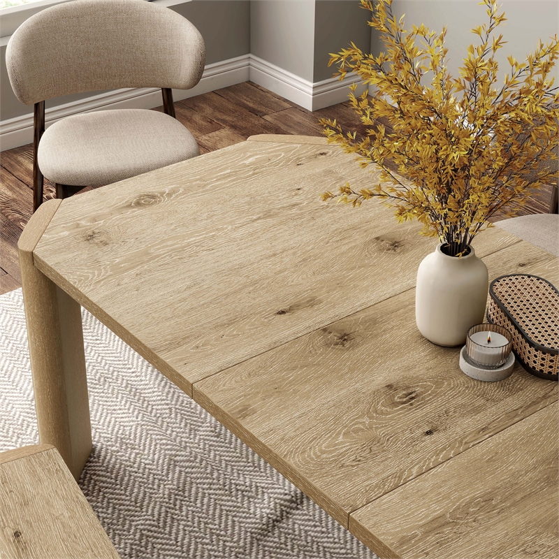 Furniture of America Hallond Solid Wood 6-Piece Dining Set with Bench in Oak