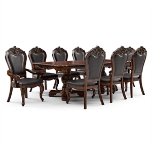 Furniture of America Albernit Solid Wood 9-Piece Expandable Dining Set in Cherry