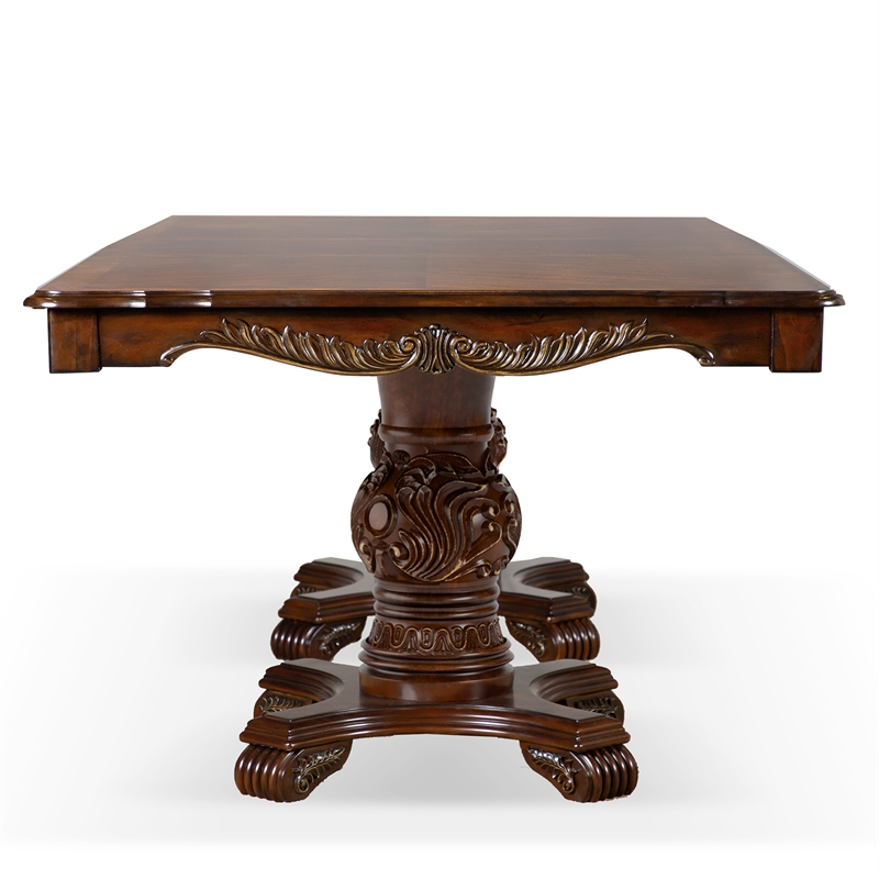 Furniture of America Albernit Solid Wood 9-Piece Expandable Dining Set in Cherry