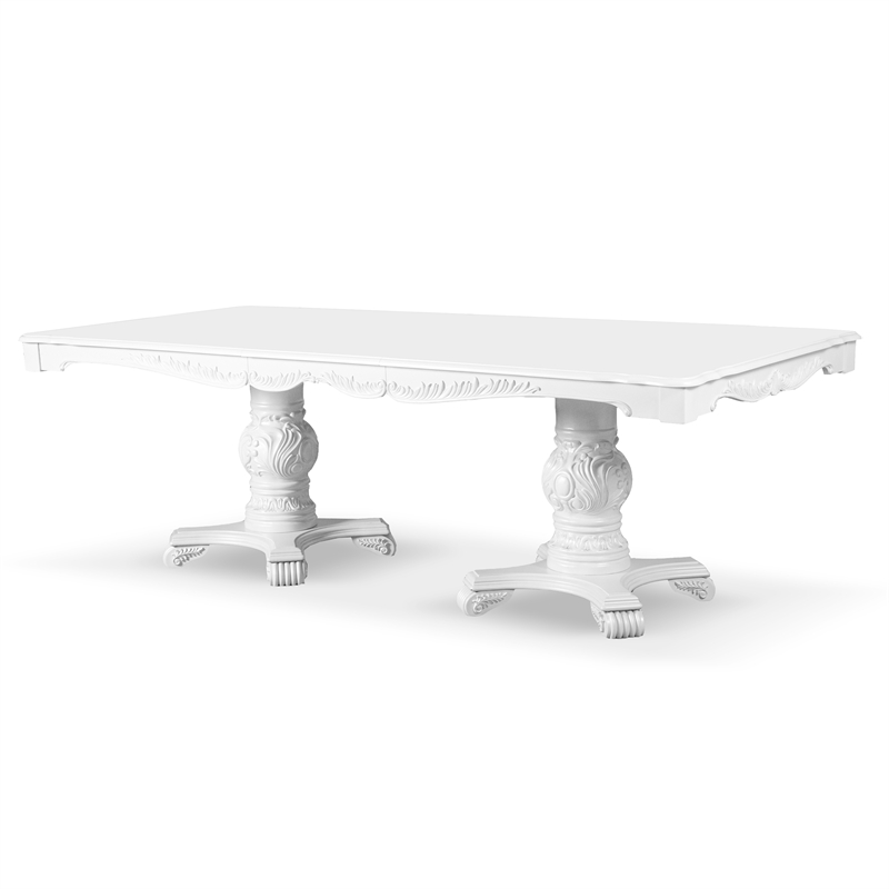 Furniture of America Albernit Solid Wood 7-Piece Expandable Dining Set in White