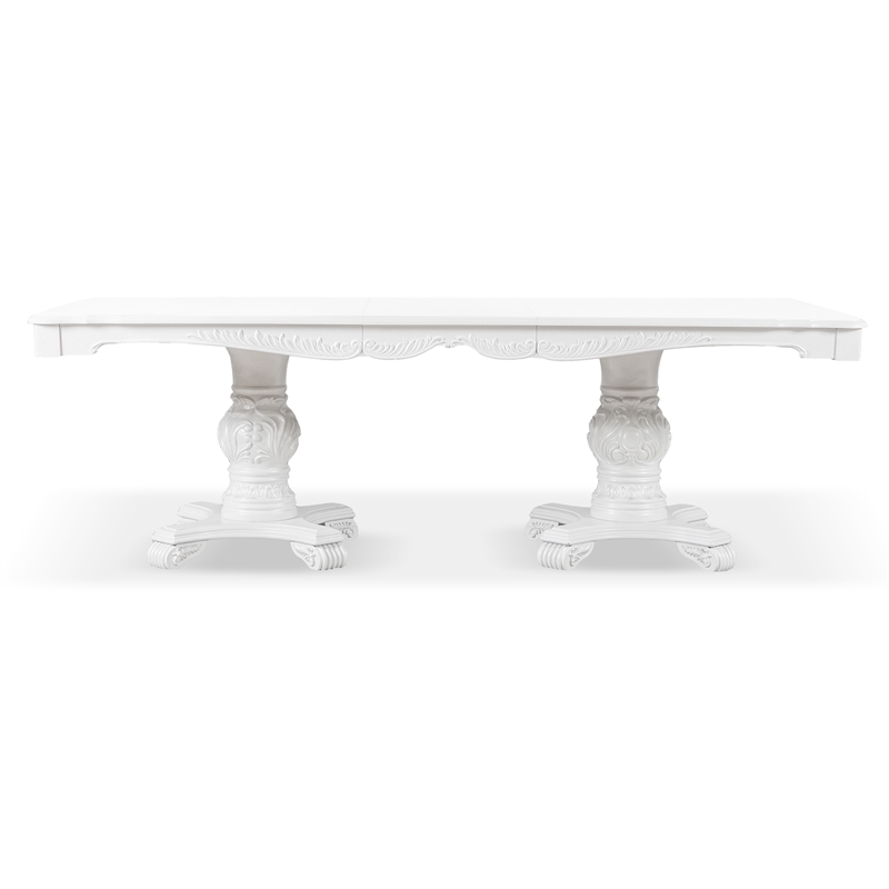 Furniture of America Albernit Solid Wood 7-Piece Expandable Dining Set in White