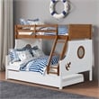 FOA Flivio 2pc Solid Wood Twin over Full Bunk Bed with Trundle Set in Oak