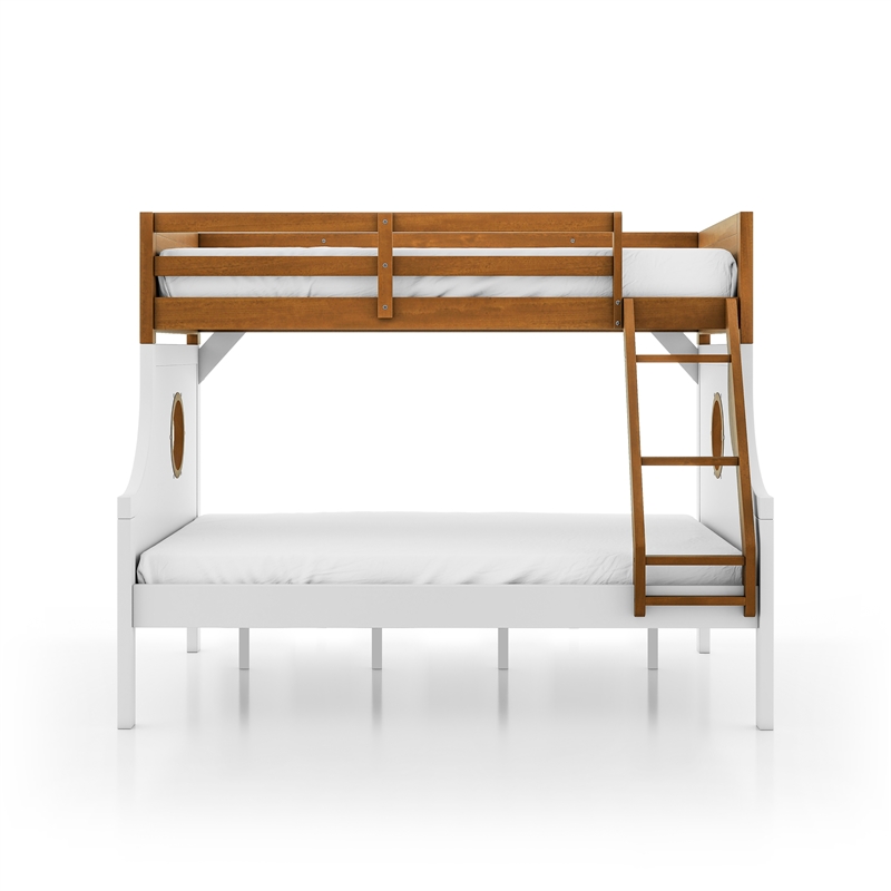 FOA Flivio 2pc Solid Wood Twin over Full Bunk Bed with Trundle Set in Oak