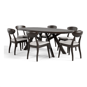 Furniture of America Pradan 7-Piece Solid Wood Dining Table Set in Black Wenge