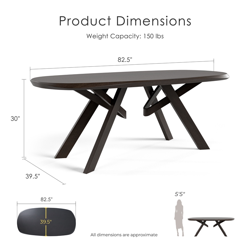Furniture of America Pradan Solid Wood 3D Cuts Top Dining Table in Black Wenge