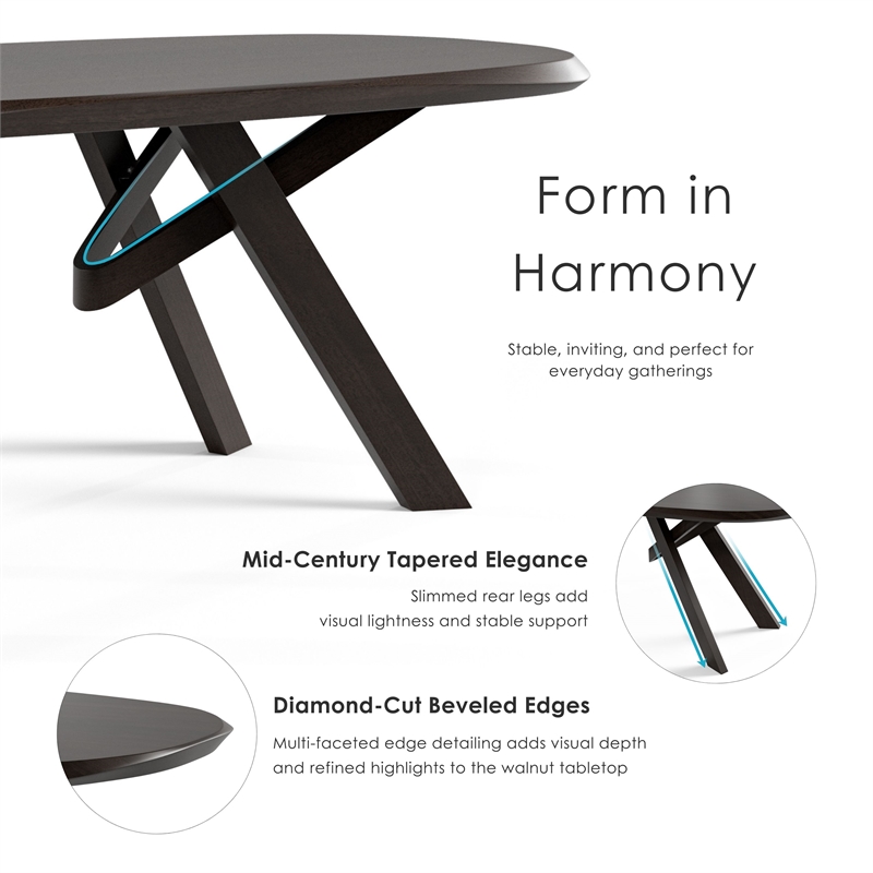 Furniture of America Pradan Solid Wood 3D Cuts Top Dining Table in Black Wenge