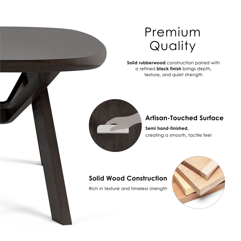 Furniture of America Pradan Solid Wood 3D Cuts Top Dining Table in Black Wenge