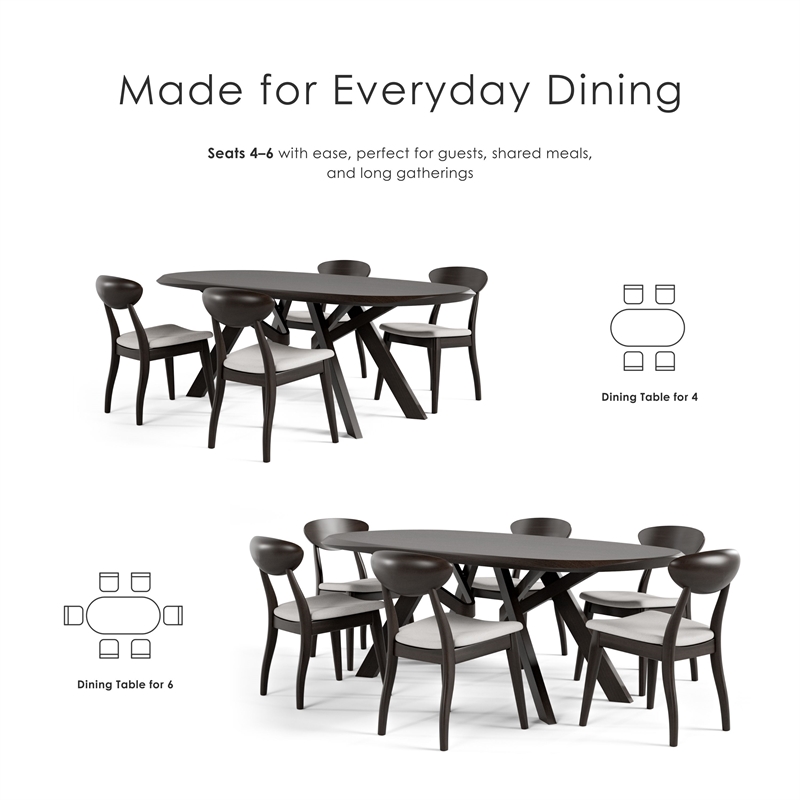 Furniture of America Pradan Solid Wood 3D Cuts Top Dining Table in Black Wenge
