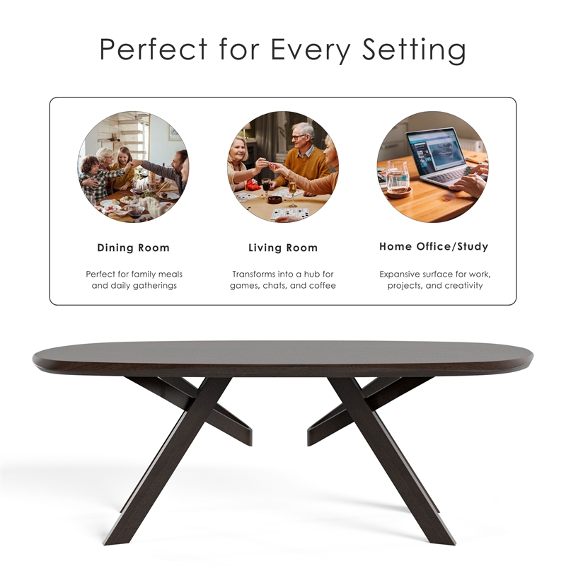 Furniture of America Pradan Solid Wood 3D Cuts Top Dining Table in Black Wenge