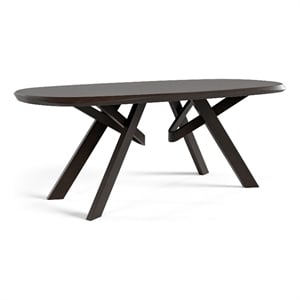Furniture of America Pradan Solid Wood 3D Cuts Top Dining Table in Black Wenge
