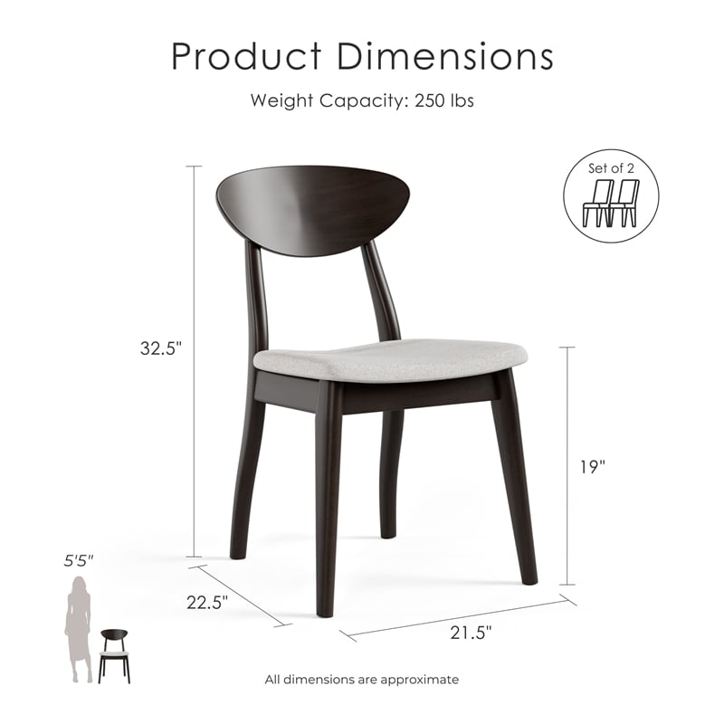 Furniture of America Pradan Solid Wood Side Chairs in Black Wenge (Set of 2)