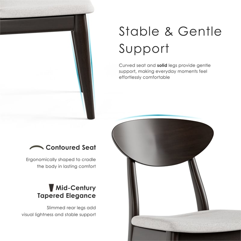 Furniture of America Pradan Solid Wood Side Chairs in Black Wenge (Set of 2)