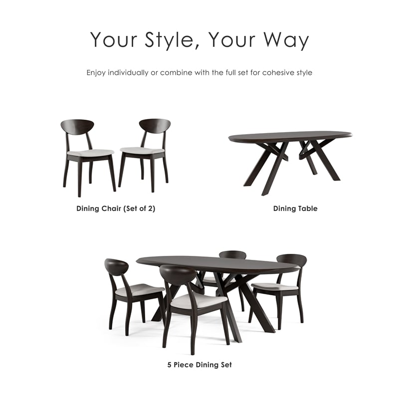 Furniture of America Pradan Solid Wood Side Chairs in Black Wenge (Set of 2)